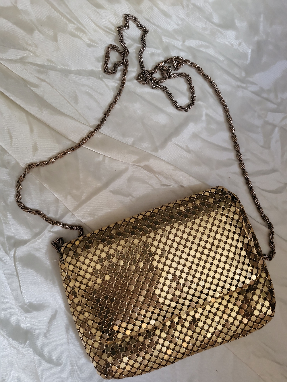 70s Vintage Gold Sequin Crossbody Bag - Women's Metallic Shoulder Purse